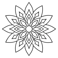 Mandala line art silhouette with white background