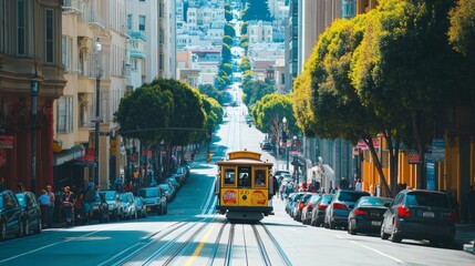 Fototapeta premium Bustling City Street in San Francisco: A Vibrant Scene