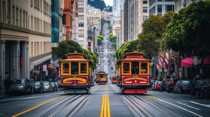 Vibrant City Life: A Bustling Street Scene in San Francisco