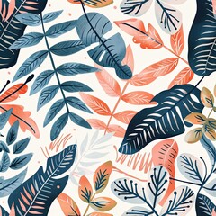 Colorful abstract painting of leaves. The painting is full of life and energy, combines bright and bold colors. Illustration in painted style for cover, card, interior design, brochure or presentation