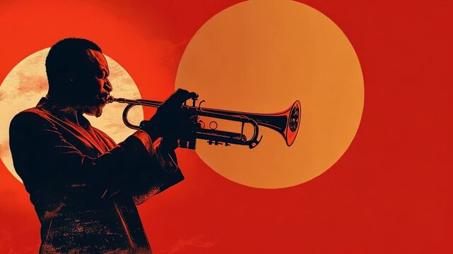silhouette of a trumpet player in jazz 