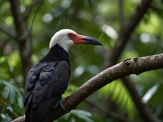 Fototapeta premium a close-up shot of a Toucan perched on a branch in a coastal forest