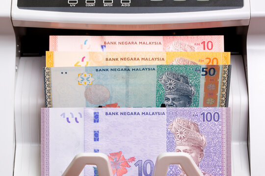 Malaysian ringgit in the counting machine