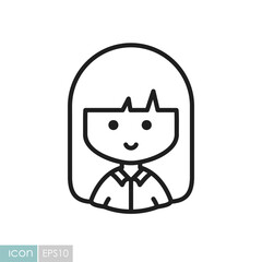 Woman girl with long straight hair vector icon