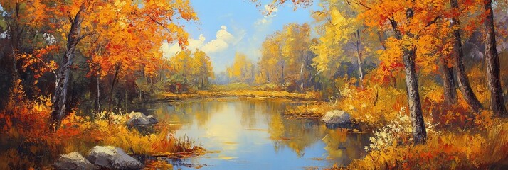 landscape oil painting with nature landscape. Home decor