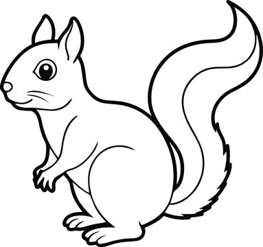 recommend clip art: squirrel line art silhouette vector illustration