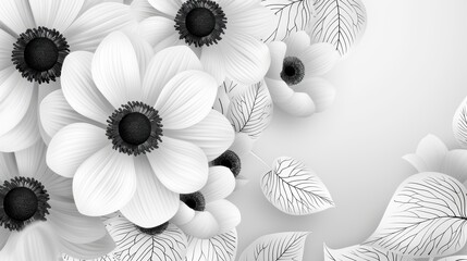 Detailed floral designs presented in black and white coloring book format, emphasizing crisp lines and clean outlines for effortless coloring. Ideal for botanical enthusiasts and those seeking a