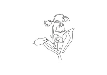 One continuous line drawing of Flower. Tree Flower Vector illustration