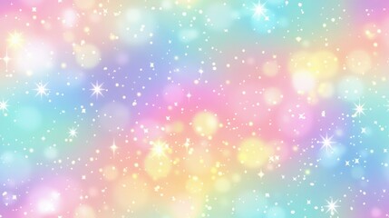 Pastel rainbow gradient with sparkling stars. Ideal for dreamy and magical design projects. Seamless pattern.
