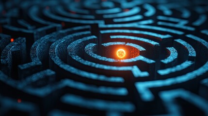 A maze with a red ball in the center