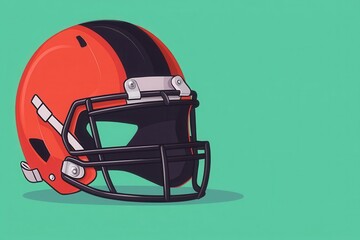 Fototapeta premium Football helmet with sharp design flat design front view aggressive theme cartoon drawing Split-complementary color scheme