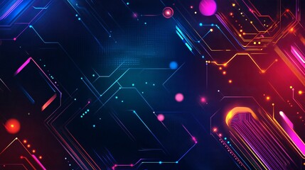 Futuristic abstract background with pulsating neon shapes, ideal for gaming and technology themes