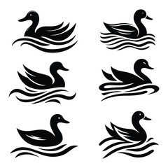 Fototapeta premium Silhouette Of A Duck On A White Background, Vector Set Illustration, Silhouette Illustration, Duck Illustration, Silhouette Drawing