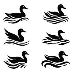 Obraz premium Silhouette Of A Duck On A White Background, Vector Set Illustration, Silhouette Illustration, Duck Illustration, Silhouette Drawing