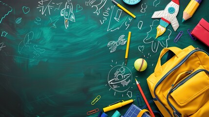 Superb A drawing of a rocket that says back to school