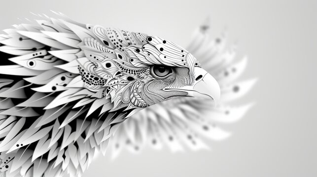A detailed eagle outline suitable for black and white coloring books, characterized by its clean lines and easy-to-follow design. This image offers a relaxing and rewarding coloring experience for