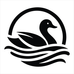 Silhouette Of A Duck On A White Background, Vector Illustration, Silhouette Illustration, Duck Illustration, Silhouette Drawing