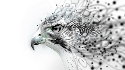 A majestic falcon illustration designed for black and white coloring, featuring crisp lines and clean outlines, ideal for easy coloring book projects.