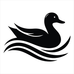 Silhouette Of A Duck On A White Background, Vector Illustration, Silhouette Illustration, Duck Illustration, Silhouette Drawing