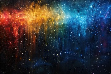 Fototapeta premium A colorful galaxy with a blue stripe and red and yellow streaks