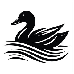 Silhouette Of A Duck On A White Background, Vector Illustration, Silhouette Illustration, Duck Illustration, Silhouette Drawing