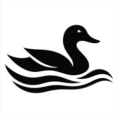 Silhouette Of A Duck On A White Background, Vector Illustration, Silhouette Illustration, Duck Illustration, Silhouette Drawing