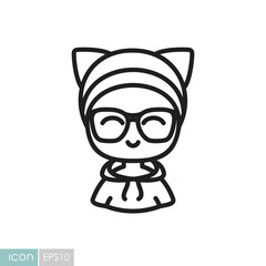 Girl with glasses and ears vector icon