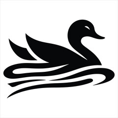 Silhouette Of A Duck On A White Background, Vector Illustration, Silhouette Illustration, Duck Illustration, Silhouette Drawing