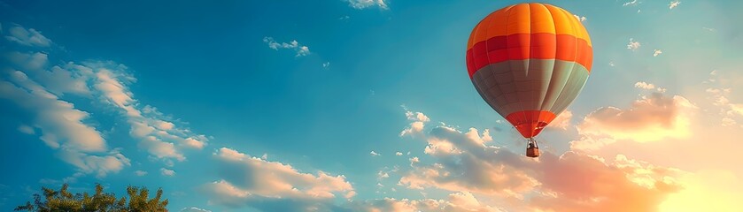 Fototapeta premium Colorful Hot Air Balloon Soaring into the Sky Symbolizing Adventure and New Beginnings
