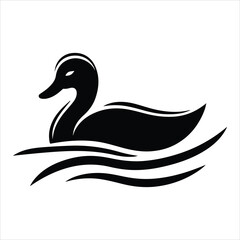 Silhouette Of A Duck On A White Background, Vector Illustration, Silhouette Illustration, Duck Illustration, Silhouette Drawing