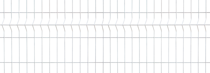 Zinc aluminum steel wire panel fence isolated on panoramic transparent background, png file