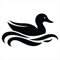 Silhouette Of A Duck On A White Background, Vector Illustration, Silhouette Illustration, Duck Illustration, Silhouette Drawing