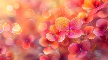 Delicate Blossoms Radiate Warmth and Color Through a Dreamy Bokeh Background of Soft Pink and Orange Hues