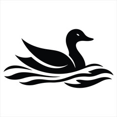 Silhouette Of A Duck On A White Background, Vector Illustration, Silhouette Illustration, Duck Illustration, Silhouette Drawing