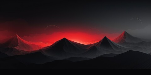 Fototapeta premium Silhouette of mountains against a red sky.