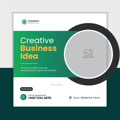 Business marketing agency promotion social media post template. Editable square banner design. Social media banner