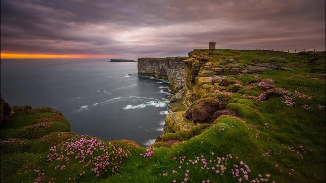Golden Hour from Kitchener's Memorial in Birsay Orkney HD Time Lapse.