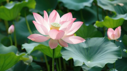 Lotus flower in the pond is pink