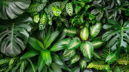Obraz premium Lush green foliage of tropical pottery plants