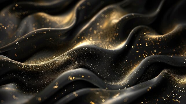 Luxurious black and gold fabric wallpaper resembles metallic gradient backdrop for upscale design