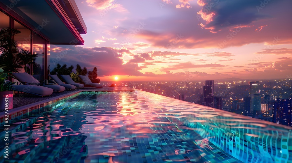 Canvas Prints swimming pool on the roof of a skyscraper