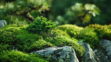 Moss covering rocks and trees