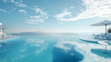 The pool overlooks the sea