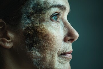 Obraz premium A creative image blending the profiles of a young person and an elderly person into one cohesive face. The transition is smooth and detailed, symbolizing the inevitable passage of time. The