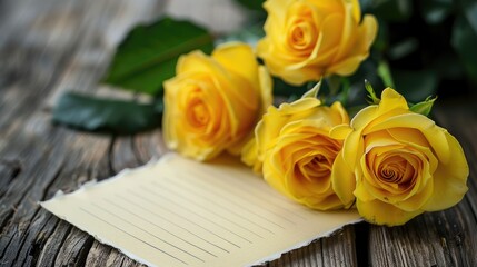 Naklejka premium Mother s Day handwritten note accompanied by yellow roses