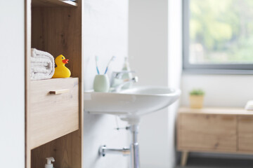 Contemporary bathroom interior with window