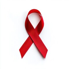 Red Awareness Ribbon Isolated on White Background