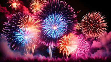 Magical Flash of Light, Fiery Fireworks, Multi-Colored Explosion, Fantasy Art