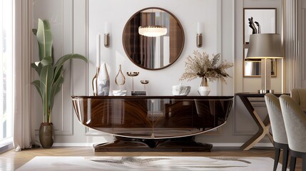 The art nouveau sideboard with glossy fronts