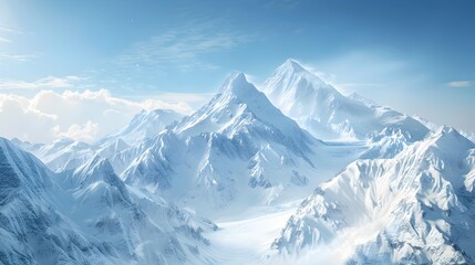 Obraz premium The peaks snow-capped slopes and icy plateaus present